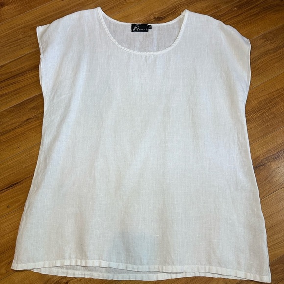 Cream Blouse with Embellished Neckline and Short Sleeves - Picture 3 of 9